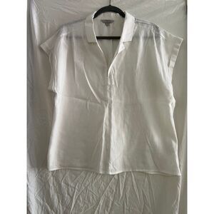 Hester Orchard White Linen Blend Cap Sleeve V Neck Tunic Top Blouse Plus XL